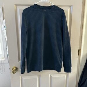 Men's Blue and White Vertical Striped Sweater